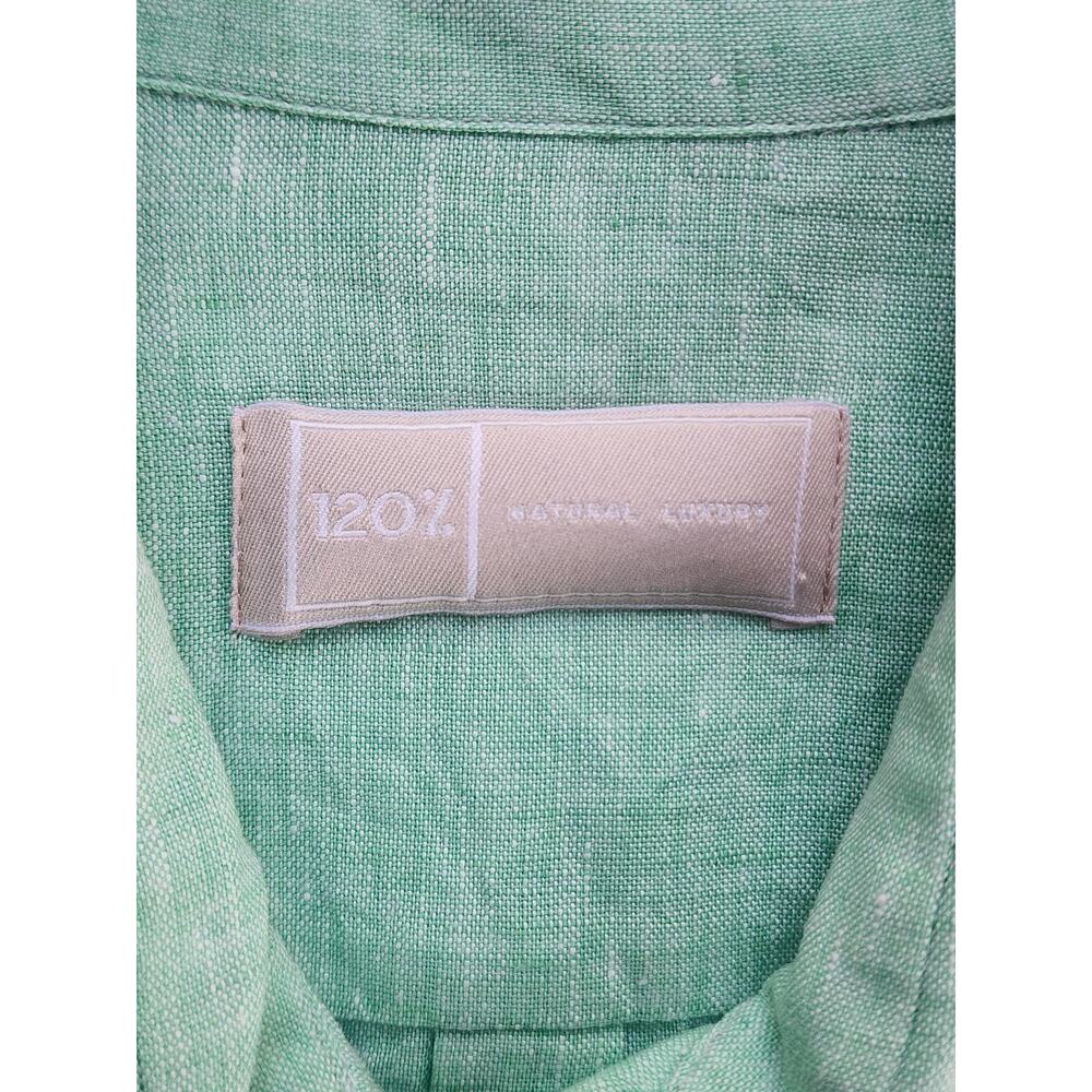 120% Tunic Womens 38 Mint 100% Linen Belted Button Front Long Sleeve - Picture 9 of 15